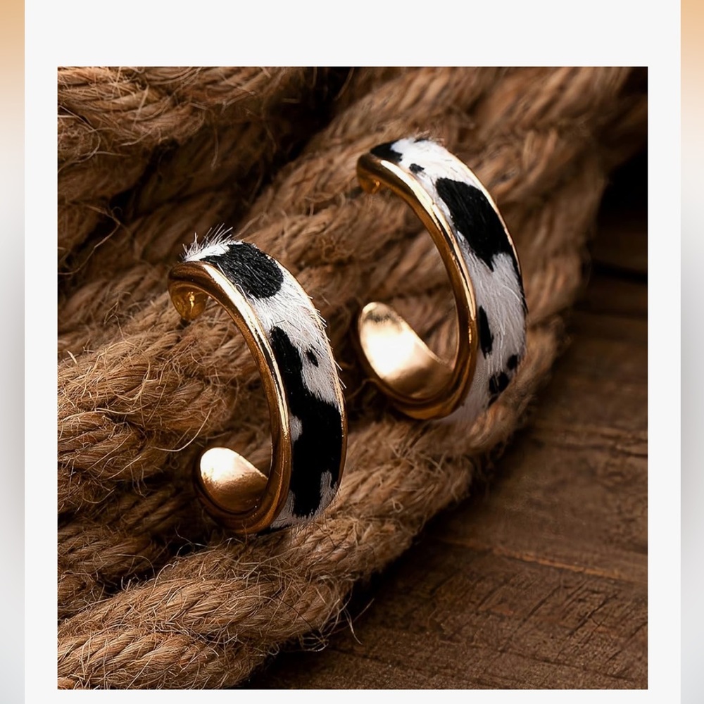 Cow Print Hoop Earrings